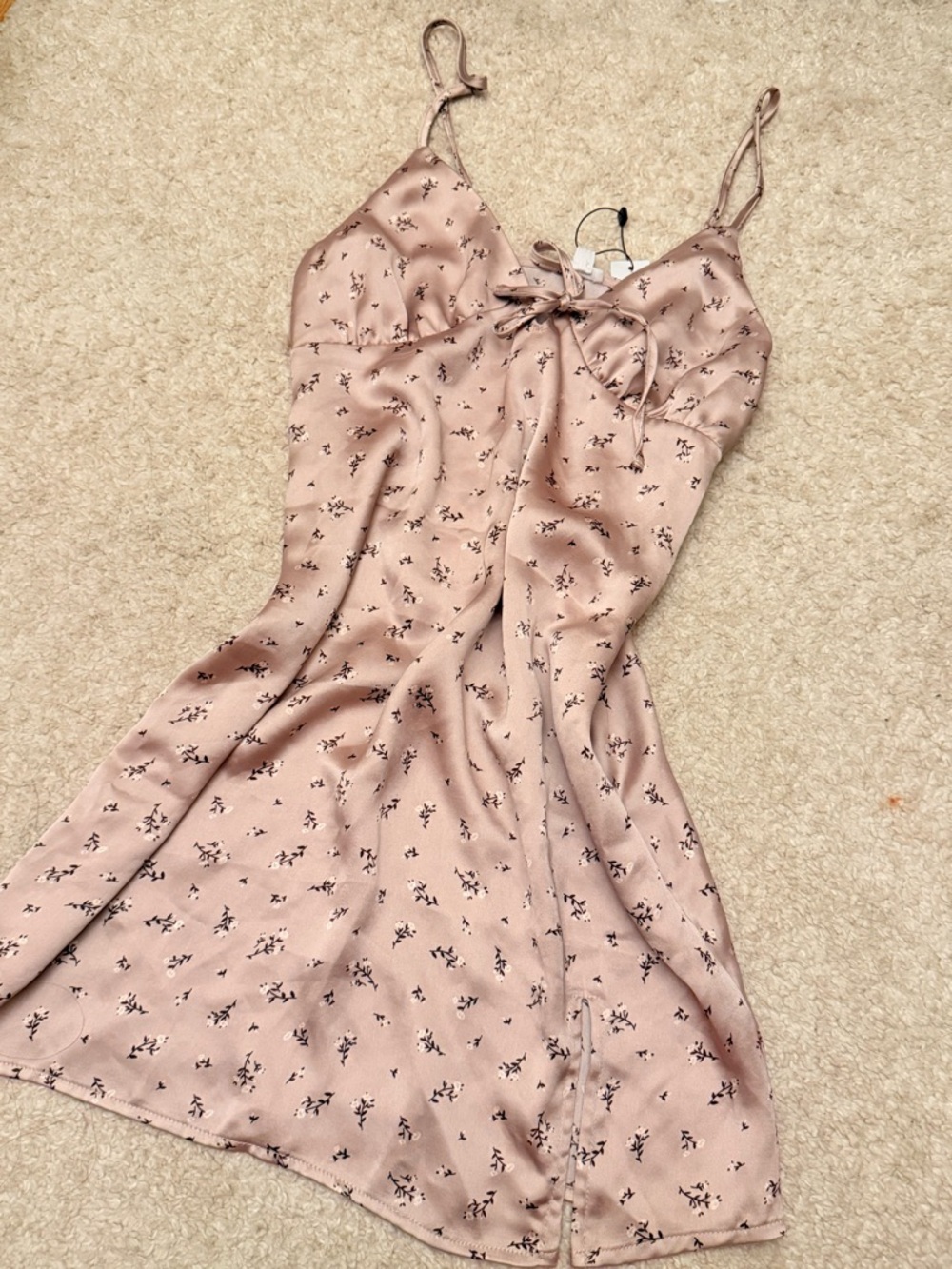 Garage Blush Pink Floral Satin Mini Dress